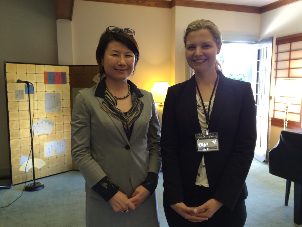 Clarissa Jewell, JETAA Toronto Secretary, with Consul-General Okai-san